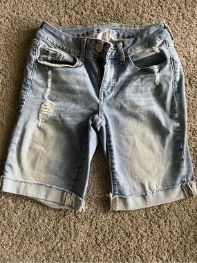 Small Distressed Denim Bermuda Shorts